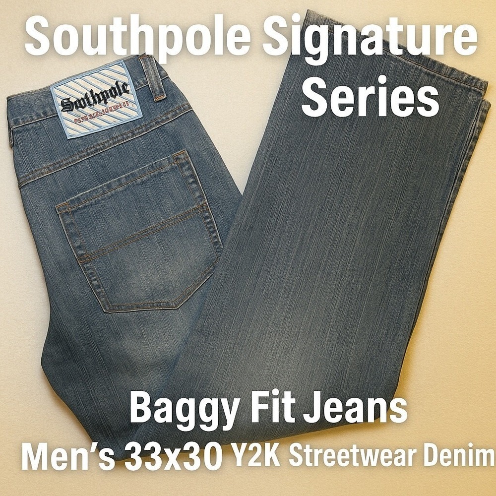 Southpole Signature Series Baggy Fit Jeans Men's 33x30 Y2K Streetwear Denim